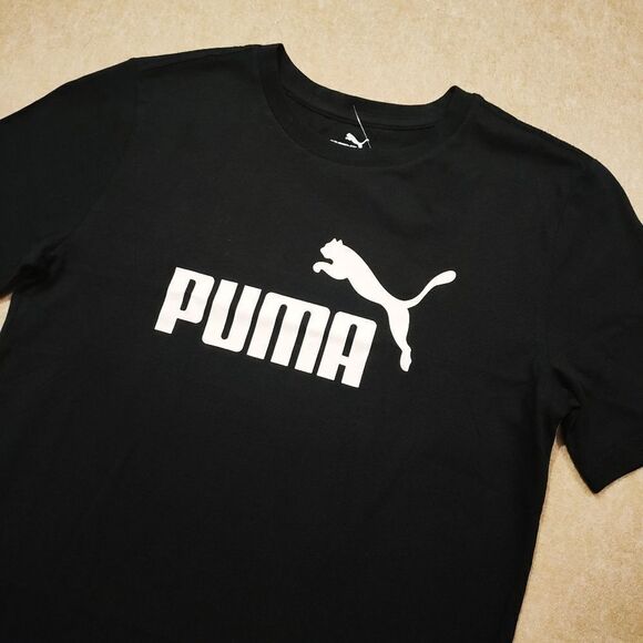 Puma Black White Short Sleeve T-Shirt Boys -I - Picture 2 of 3